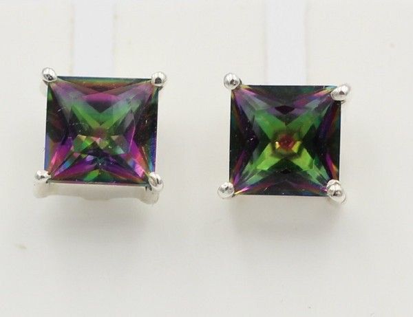 2,0 Carat Mystik Topas Ohrstecker 925 Silber Mystischer Topas Ohrschmuck Unisex-image