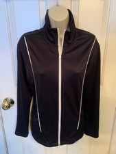 Reebok Play Dry Black with White Zipper Lightweight Jacket Size L