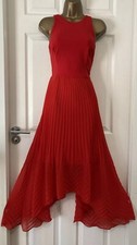 GORGEOUS COAST RUBY RED PLEATED FIT FLARE OCCASION MIDI DRESS SIZE 18 /16 