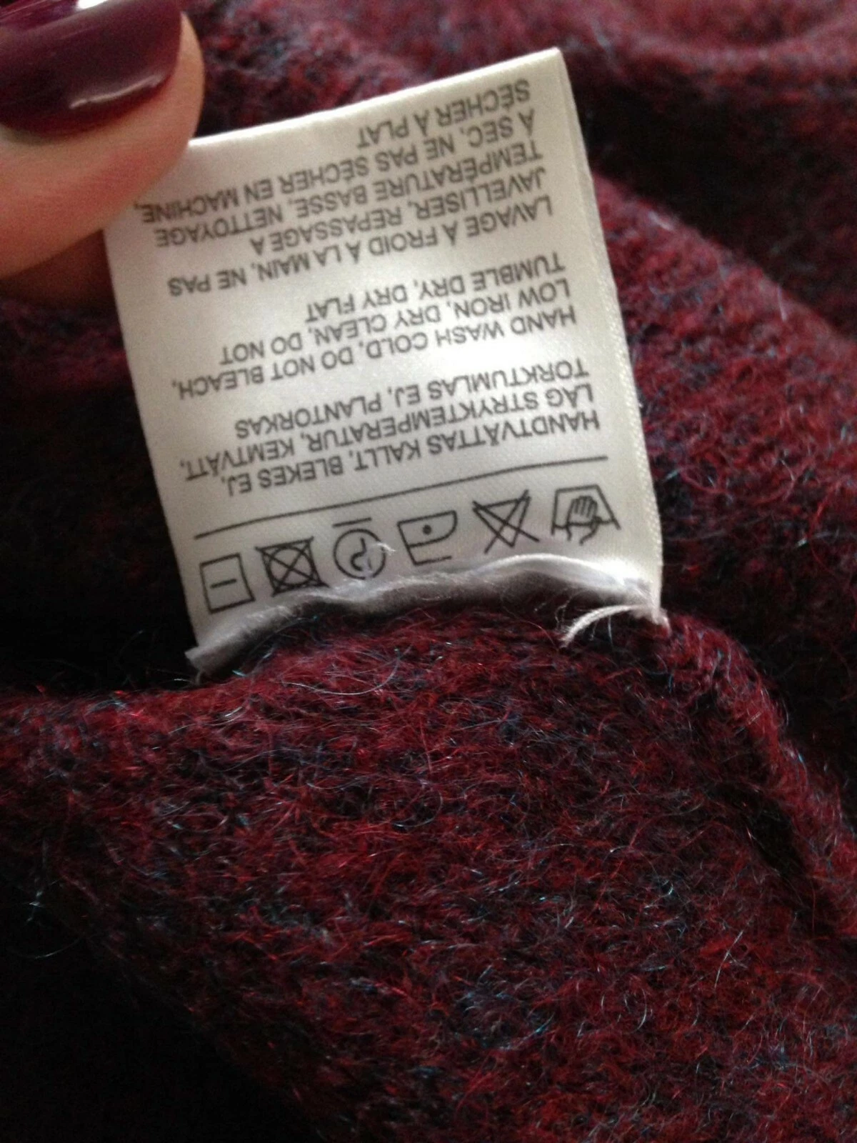 ACNE STUDIOS Abito maglione ACNE Wham Mohair Paw12 tunica oversize lana mohair bordeaux