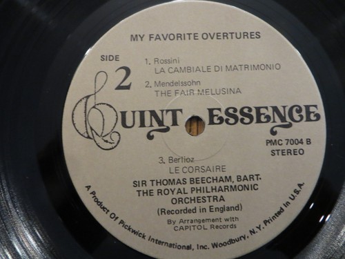 Royal Philharmonic – My Favorite Overtures - 1977 - LP VG+ RECORD ONLY-NO COVER - Picture 3 of 3