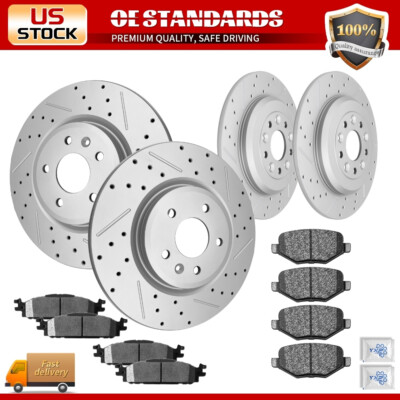 Front Rear Disc Rotors Ceramic Brake Pads for Ford Explorer Flex Taurus MKT MKS