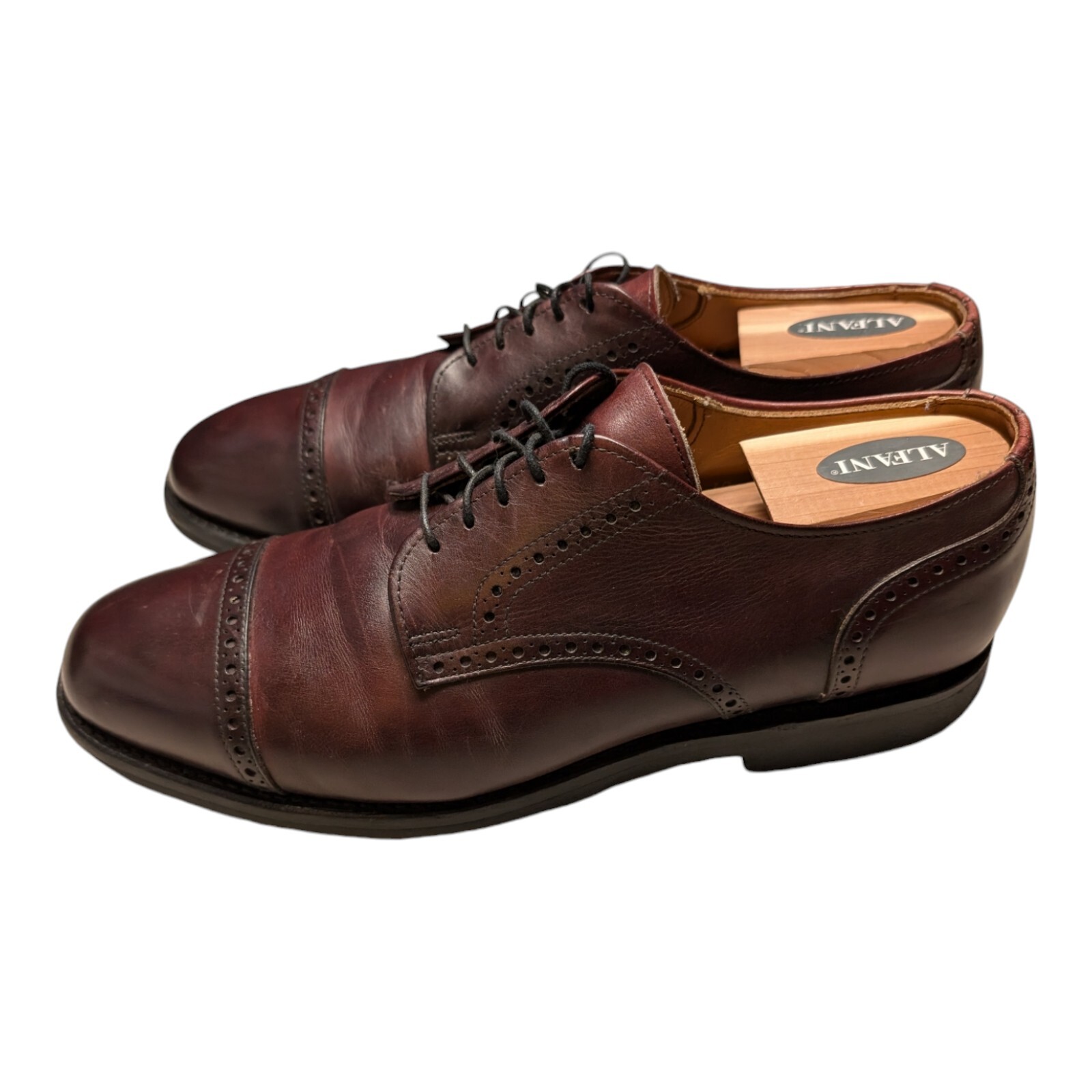 SAOLA Scarpe eleganti Allen Edmonds marroni in pelle da uomo 10 C punta a punta cap brogue derby