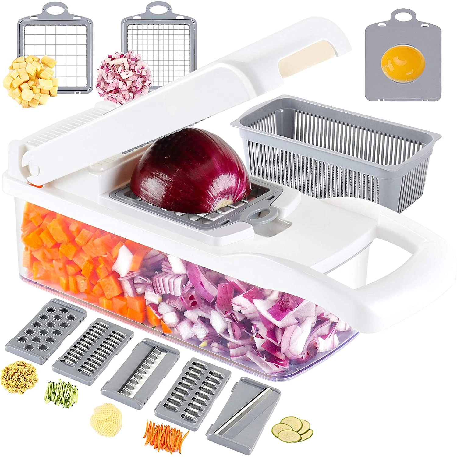 Ourokhome Vegetable Chopper Onion Cutter, 12 in 1 Professional Mandoline Slicer