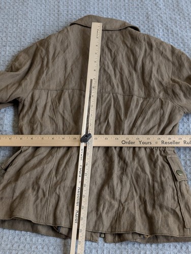 Chaqueta J Crew Mujer 4 Marrón Utilidad Cremallera Completa Cuello Bolsillos Lona Rayón - Imagen 11 de 13