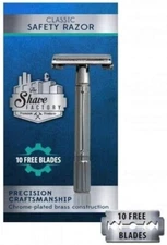 Double Edge Shaving Safety Razor with Free Blades