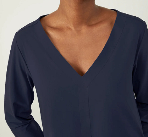 ADAY - Long Sleeve Blouse Something Tailored Navy Blue XS = 34 - NEW image 4