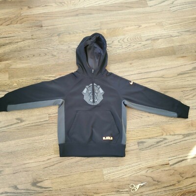 Nike Boys LeBron James Therma-Fit Black/Grey Hoodie Small Age 8-10 EUC 