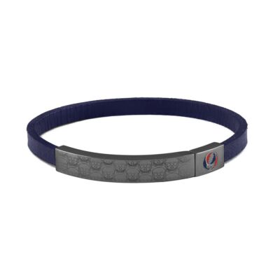 Tateossian Grateful Dead Skull Blue Leather Bracelet PBL0192