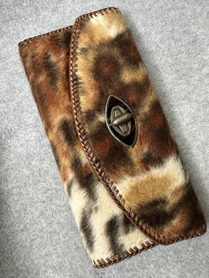 Cartera sin asas de piel de vaca hecha a mano de colección de cuero vaquera occidental colorida Foto 2 de 4