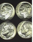 1964 D roosevelt dime BU from obw roll x4