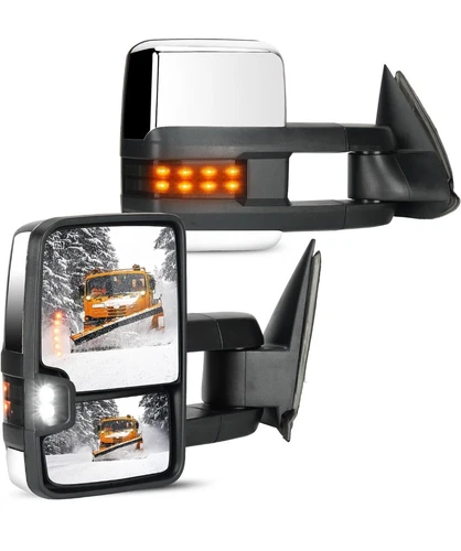 Tow Mirrors Power Heated fit for 1999 2000 2001 2002 GMC Sierra 1500/2500 Chrome