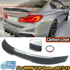 PSM Style Carbon Fiber Look Rear Trunk Spoiler Fit For BMW G30 F90 M5 2017-23
