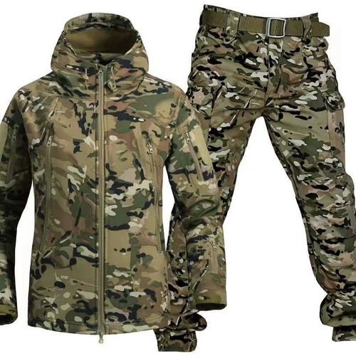 Hombre Outdoor Combat Impermeable, Cálido Capucha Chaqueta Abrigo con Pantalones Set-S-4X - Imagen 9 de 15