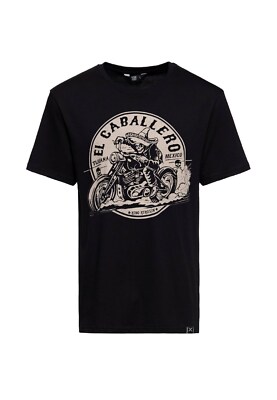 King Kerosin El Caballero T-Shirt Herren schwarz Tijuana Mexiko Shirt Motorrad