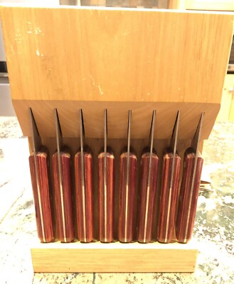8 Piece Steak Knife Set Tramontina High Carbon Stainless Steel With Wall Block