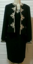 NEW KASPER Black Scoop Neck Sleeveless Knee-Length Dress With Jacket 8,10