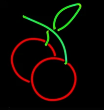 17" Two Cherries Fruit Acrylic Neon Sign Light Lamp Visual Beer Bar Gift JY