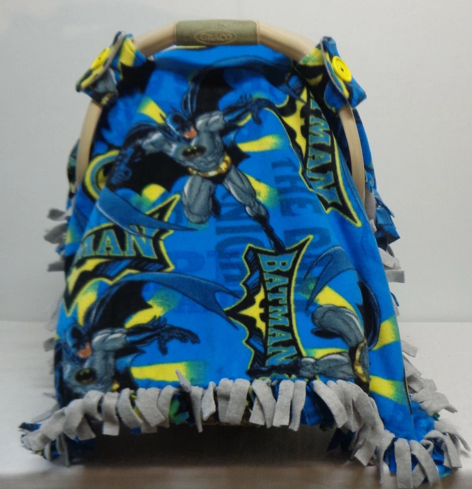 Batman /Grey Fleece Infant/ Baby Car Seat Canopy/Tent/Cover Handmade - Image 2 of 4
