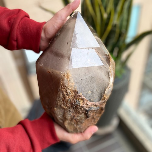 NATURAL LARGE SMOKY CRYSTAL QUARTZ POINT NOT POLISHED COLOMBIA 17LB UNIQUE PIECE - Picture 22 of 22