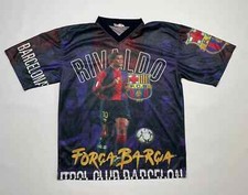 VINTAGE FC BARCELONA FUN JERSEY SHIRT #10 RIVALDO FORCA BARCA FULL PRINT
