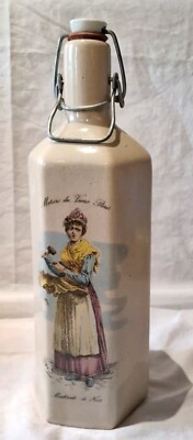 Alte Steinzeugflasche Dekor ''Handwerk des alten Paris Nusshändler''  
