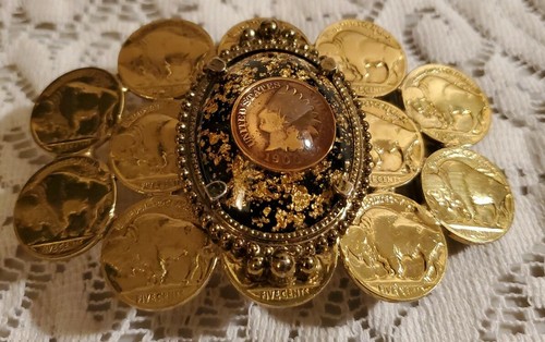 COIN BELT BUCKLE BUFFALO NICKELS 1900 