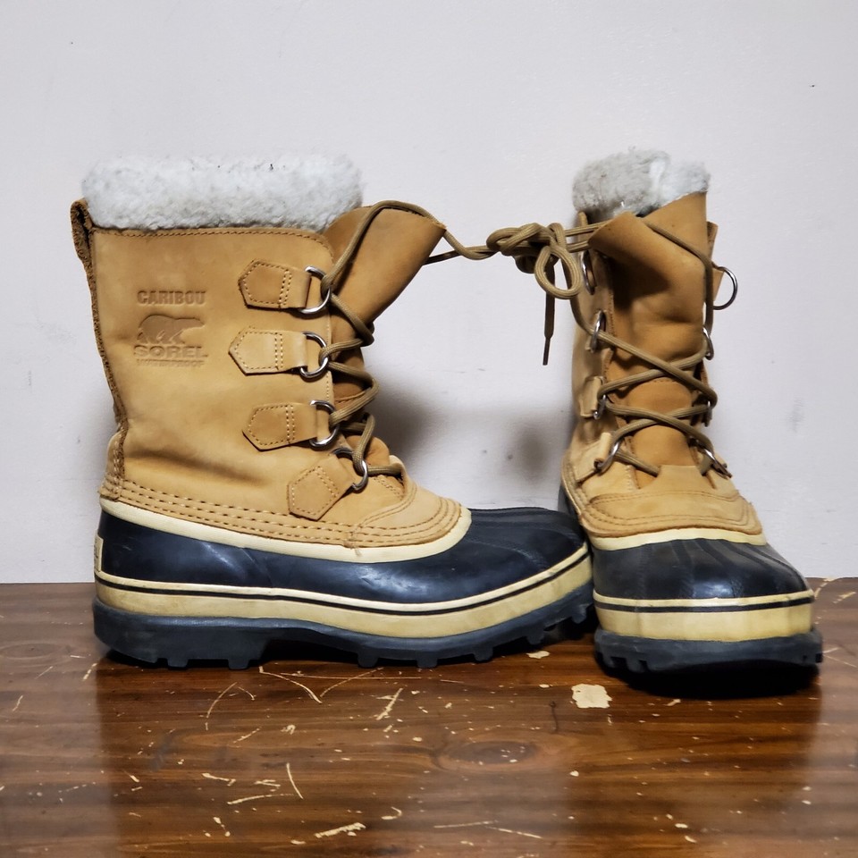 Sorel Caribou Buff Nl1005-280 Brown Leather Snow Boots Size 7 Womens Water  Proof