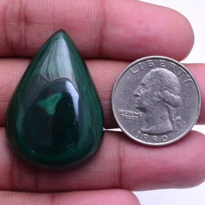 103 Cts Natürlich Malachit Unbehandelt 38mm 26mm Birne Cabochon Riesiges Lose - Bild 1 von 4