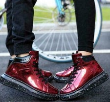 Men's Faux Leather Sneakers Ankle Boot High Top Shoes Lace Up Round Toe Sport