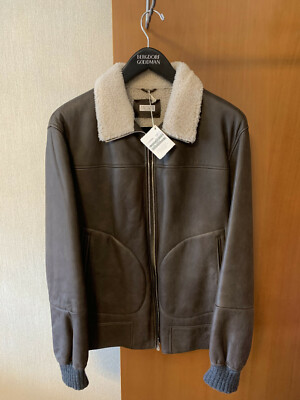 Brunello Cucinelli Men's Leather Shearling Cashmere Jacket Coat Size XL - $7995
