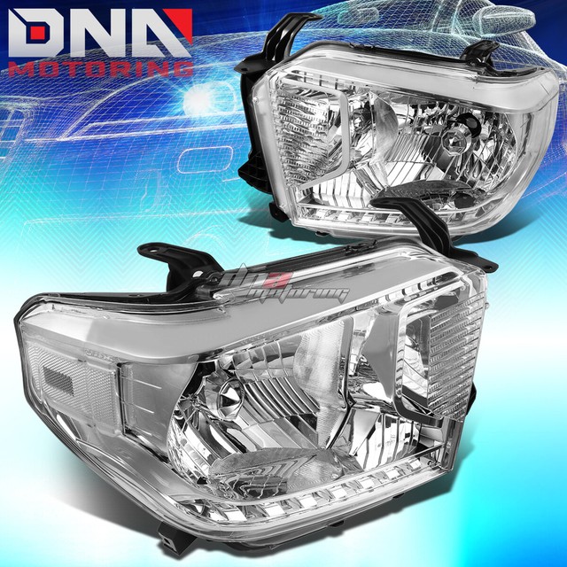 FOR 2014-2020 TOYOTA TUNDRA HEADLIGHT LAMPS W/LED KIT SLIM STYLE CHROME