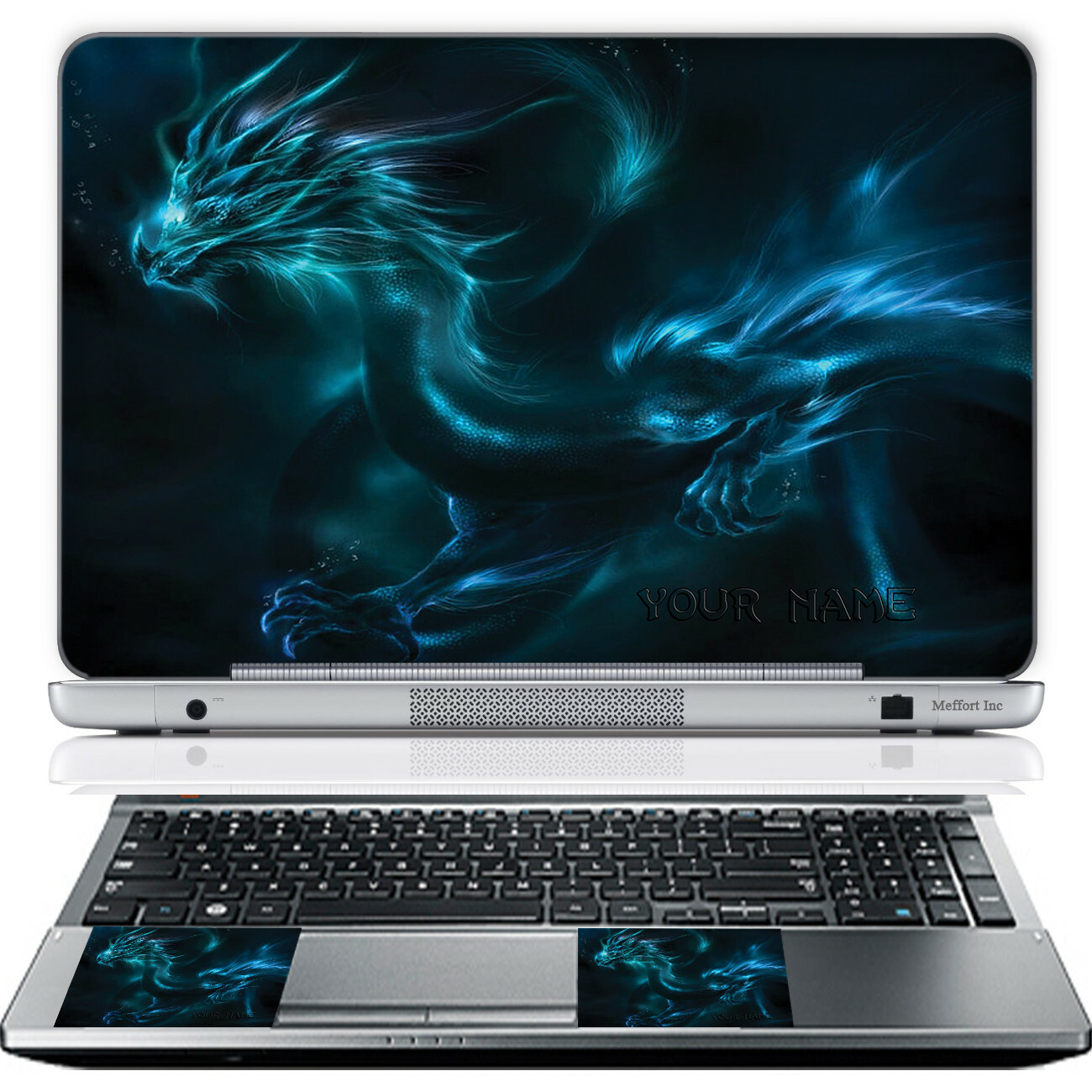 15 Inch Laptop Skin Sticker Cover Art Decal & Wrist Pad Customize Your text