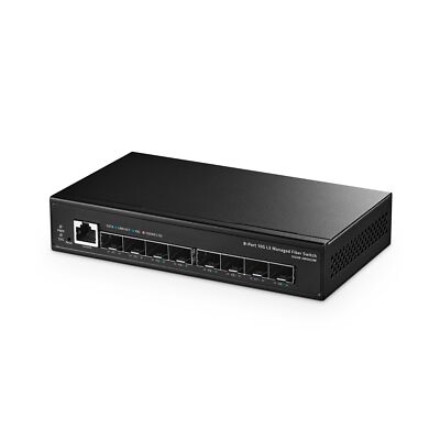 Binardat 8 Port 10 Gigabit SFP+ Managed Switch, Support 1G/10G SFP+ Module, 1...
