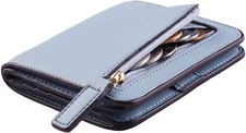 Toughergun RFID Blocking Leather Wallet -Mini Purse w/ ID Window - Blue