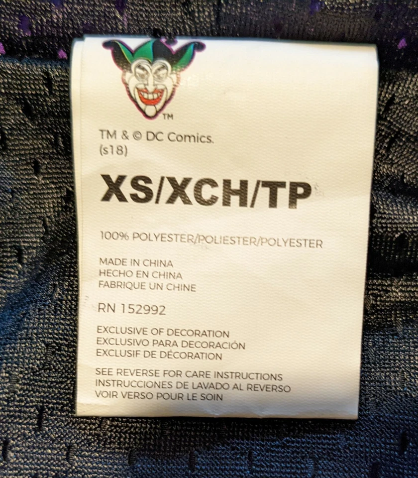 Chaqueta cortavientos con capucha cremallera completa DC Comics The Joker talla XS RN 152992 Foto 3 de 4