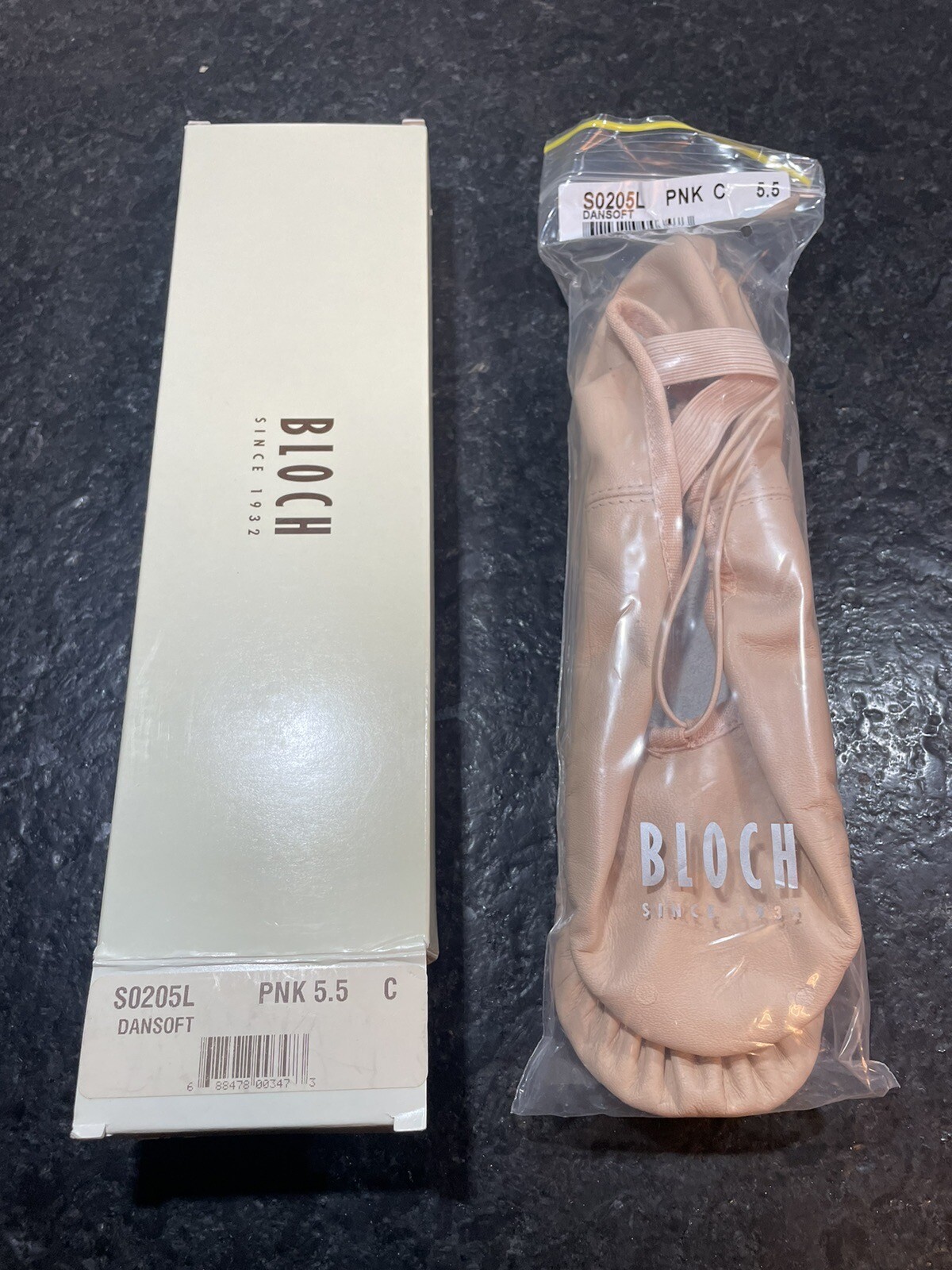 SAOLA Pantofola da balletto rosa BLOCH da donna taglia 5 5 pelle suola intera larghezza 205 L larghezza C nuova