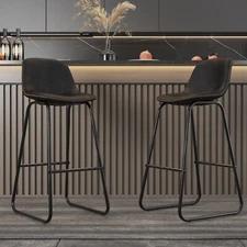 Bar Stools Set of 2 Modern Bar Stools with Back and Footrest Counter Height Bar