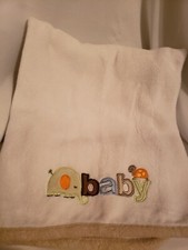 Carters Just One You Baby Elephant Turtle Cream Tan Plush Baby Blanket 42 x 33