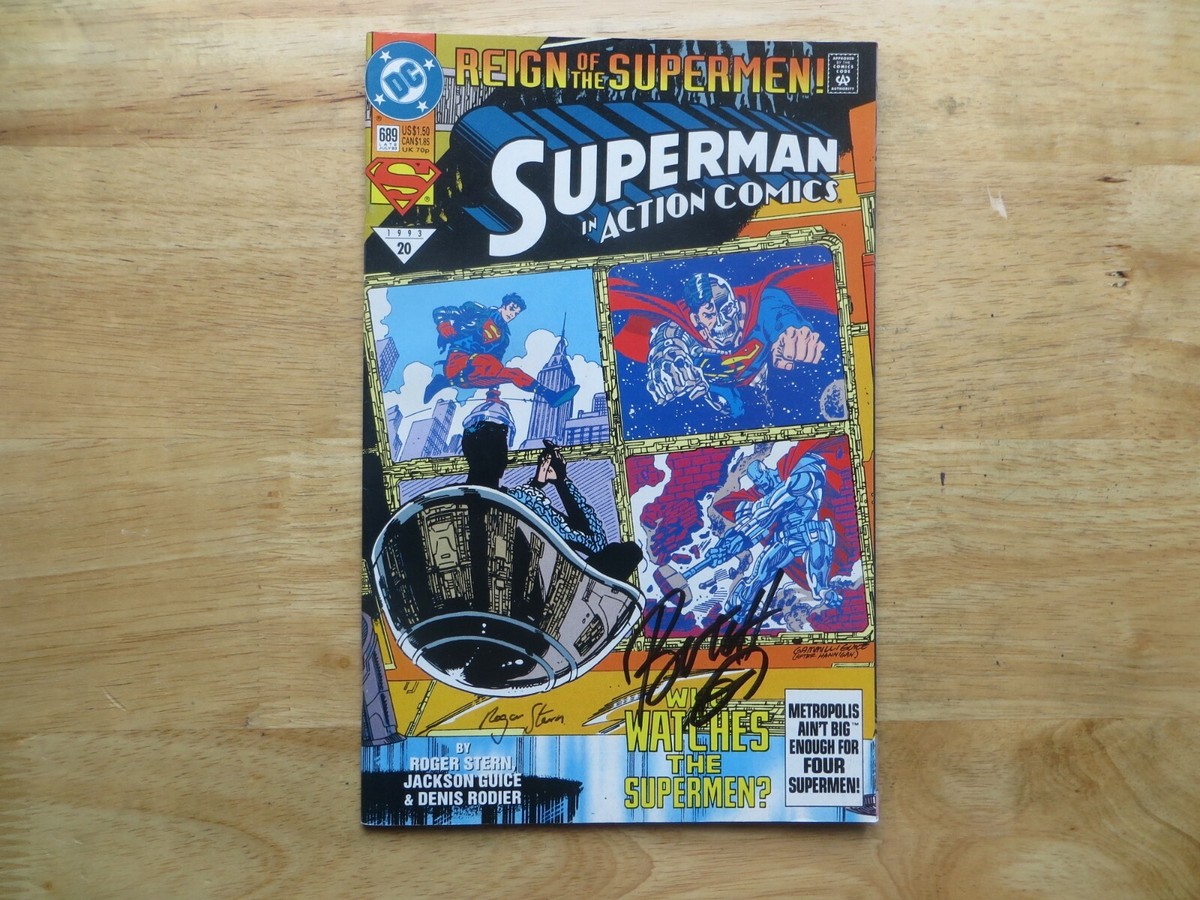 1993 SUPERMAN ACTION COMICS # 689 REIGN SIGNED 2X ROGER STERN