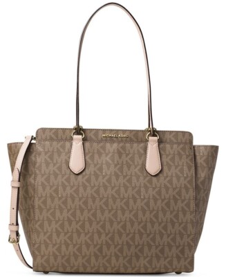 Michael Kors Dee Dee Large Signature Convertible Tote Mocha NWT