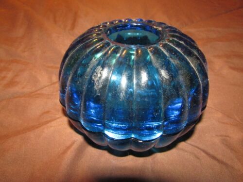 Vintage unmarkiertes blaues Glas 2 Stück Votivkerzenhalter
