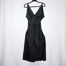 Mimosa by Mimi Trujillo Slip V-Neck Sleeveless Midi Black Polyester S