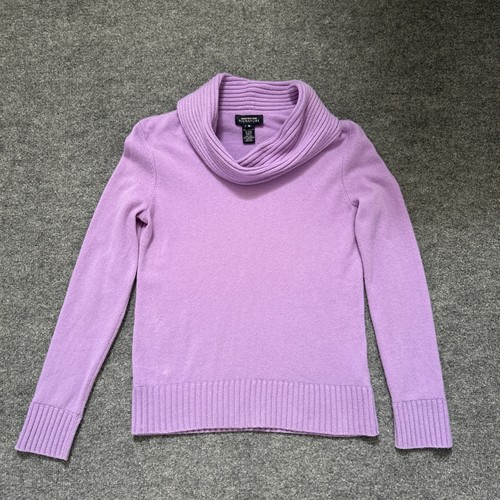 Jones New York Signature Sweater Women Medium 100% Cashmere Lilac Cowl Neck