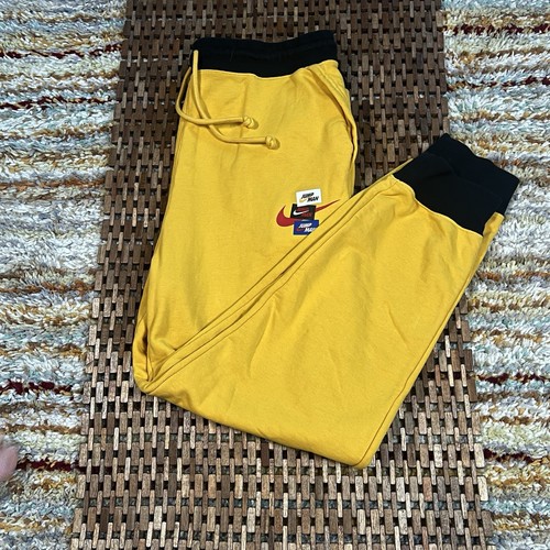 Nike Air Jordan Gold Jump Man Jogger Sweatpants Yellow Black Men’s Size Large L - Picture 1 of 4
