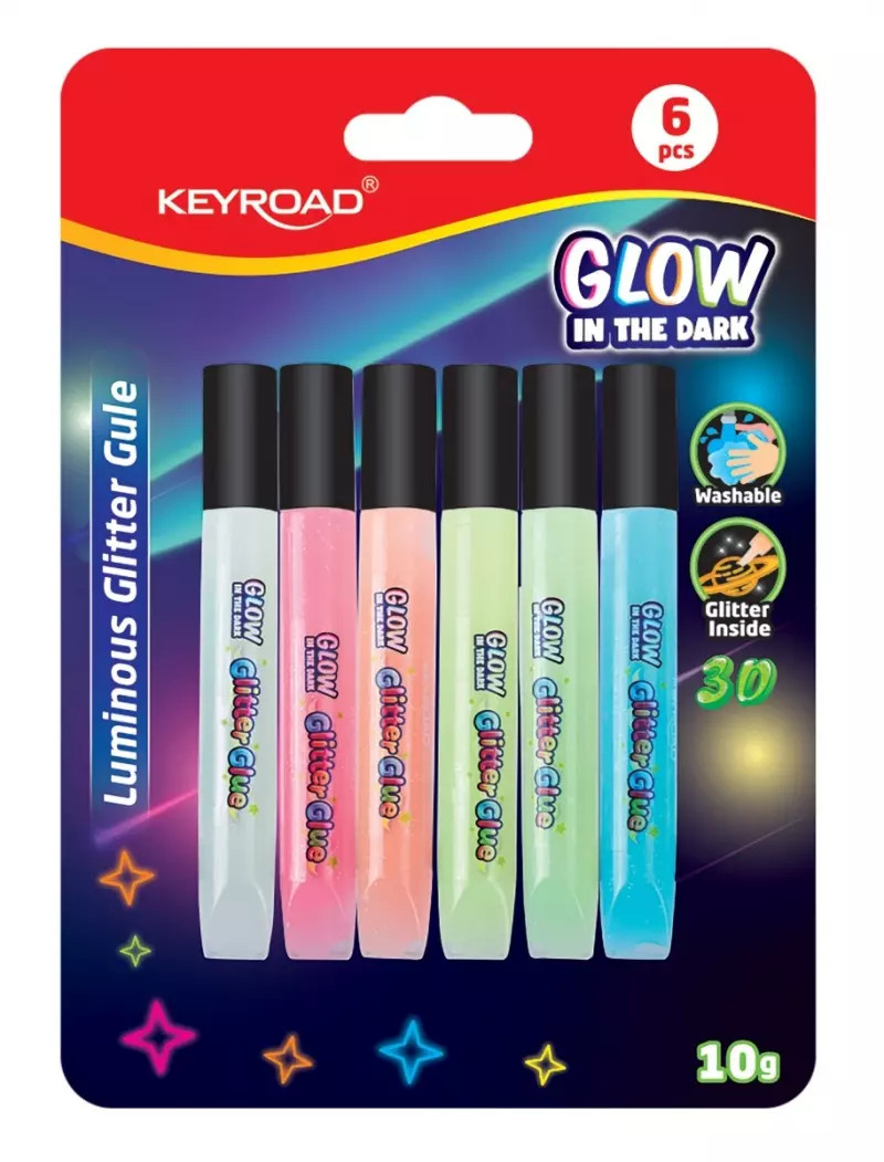 6939540587242 Klej brokatowy KEYROAD Luminious fluorescencyjny 6 kolorw blister 3190₽