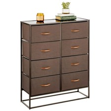mDesign Wide Modern 8-Drawer Dresser Storage Unit, Steel Frame, Espresso Brown