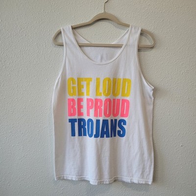 Be Loud Be Proud Trojan Promo Men's Mustle Tank Top T-Shirt Medium White Cotton