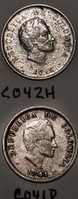 1941 1942 Colombia Silver 10 centavos de Peso Coins Bolivar 90% Dimes
