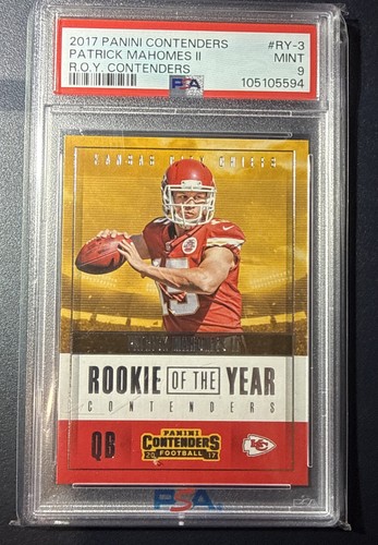 2017 Panini Contenders Rookie R.O.Y. Contenders Patrick Mahomes II #RY-3 PSA 9